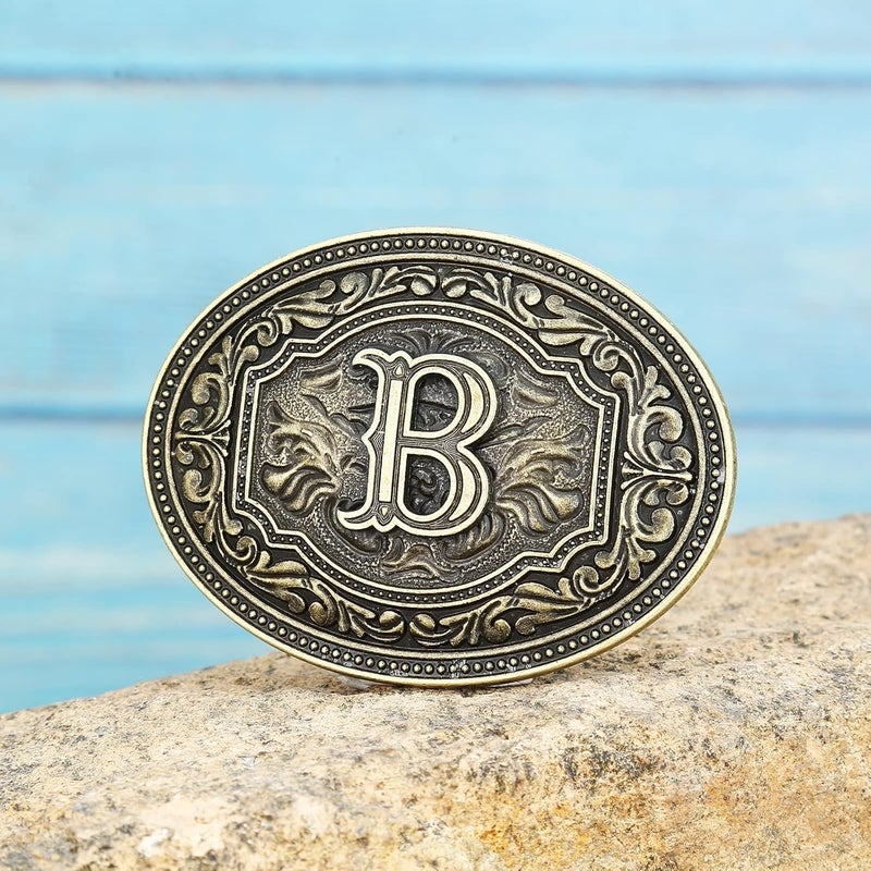 Fibbadet Store Belt Buckles Men Initial Letters A-Z Western Rodeo Cowboy Cowgirl Belt Buckle for Men Boys Halloween Birthday Party - Image 3